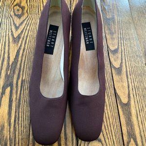 Stuart Weitzman Brown Fabric Closed Toe Square Pumps Heels 8 1/2